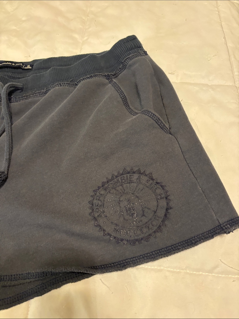 Abercrombie & Fitch navy blue Knit Drawstring Athletic Shorts